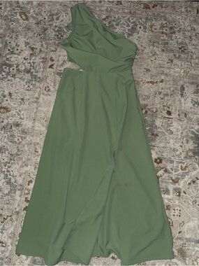 One-Shoulder Olive Green Maxi Dress sz Medium